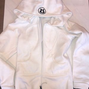 White Lululemon zip-up hoodie
